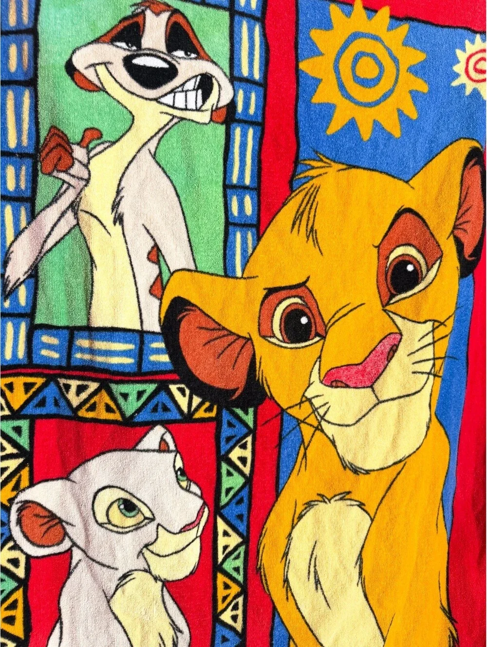 Vintage 90s Disney Lion King Beach Towel Pumba Timon Simba Nala 56.5